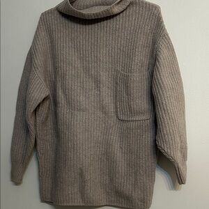 Wilfred Taupe Cowl Neck 100% merino wool sweater aritzia